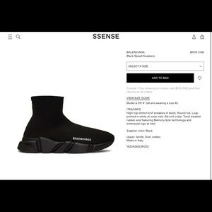 Black Balenciaga speed trainers size 9 eu 39